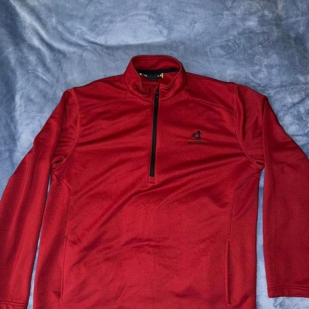 Red under armour 1/4 zip pullover men‎ size large with a Westfield logo